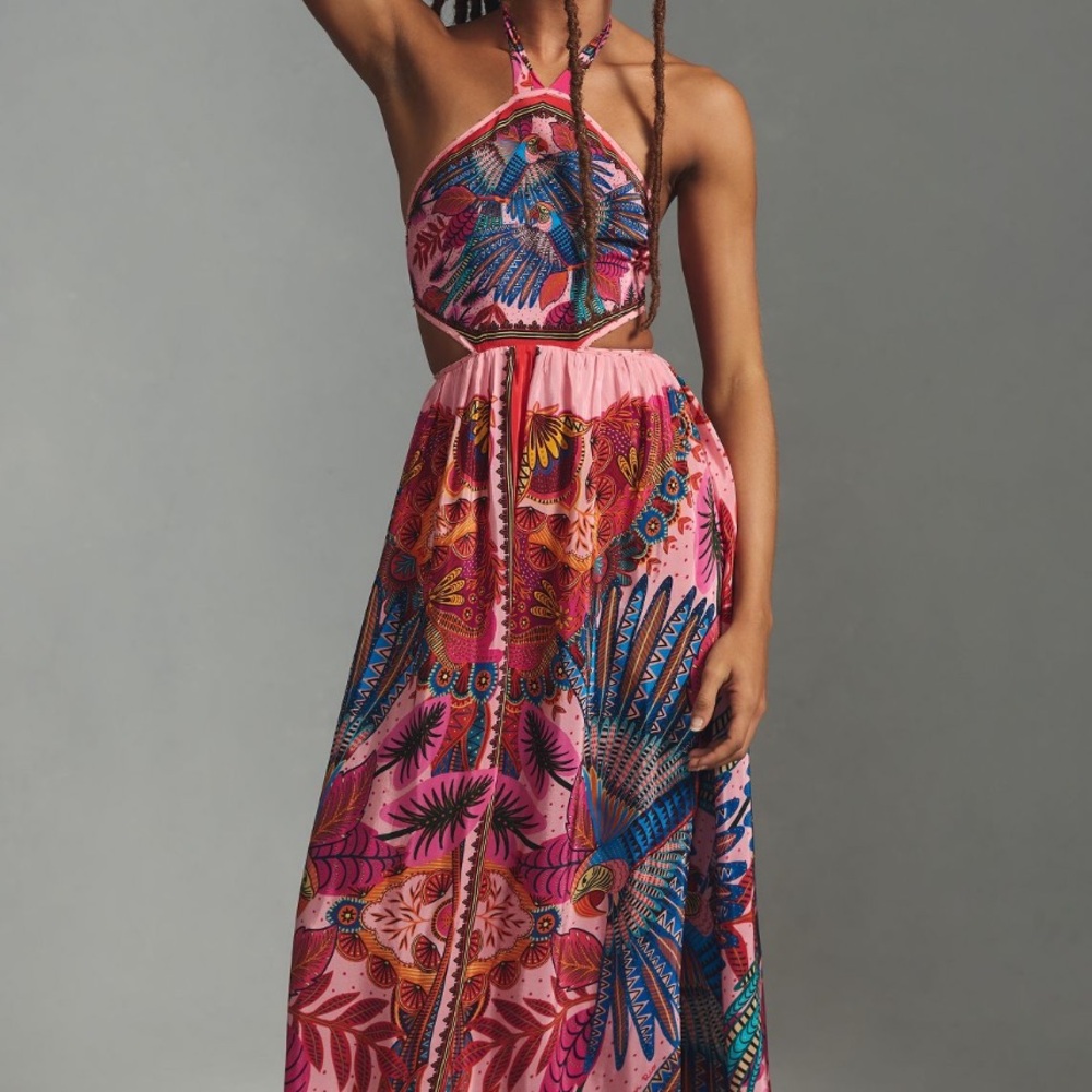 Farm Rio Macaw Scarf Maxi Dress Size Small